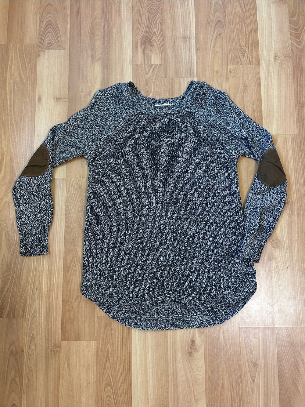 Black & White Sweater with Elbow Patches